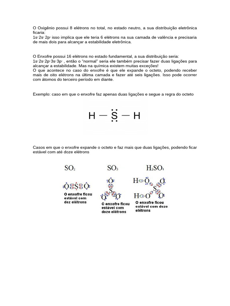 Exceções do Octeto no Enxofre | PDF