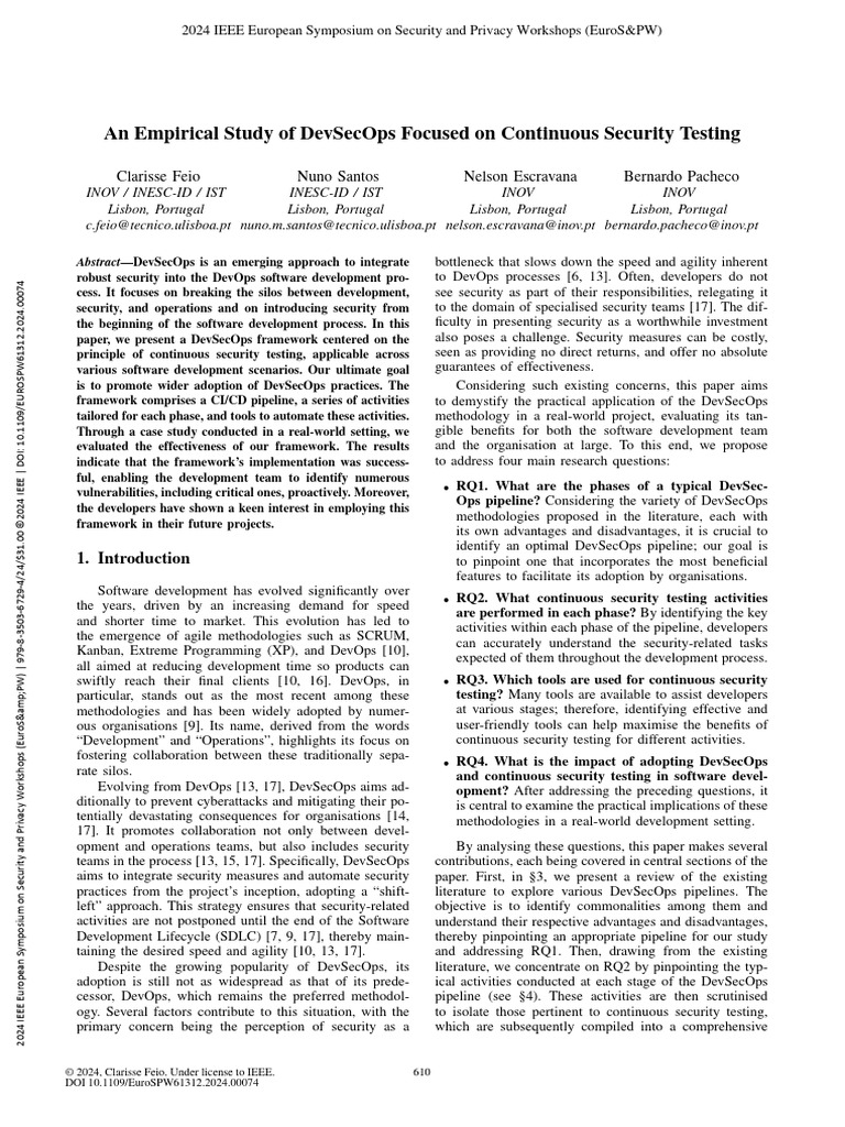 An Empirical Study of DevSecOps Focused On Continuous Security Testing ...