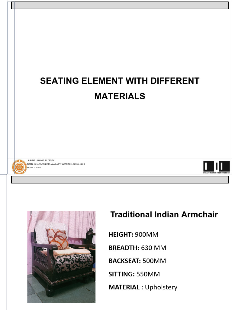 Seating Element of Different Material - 2h | PDF | Chair | Furniture