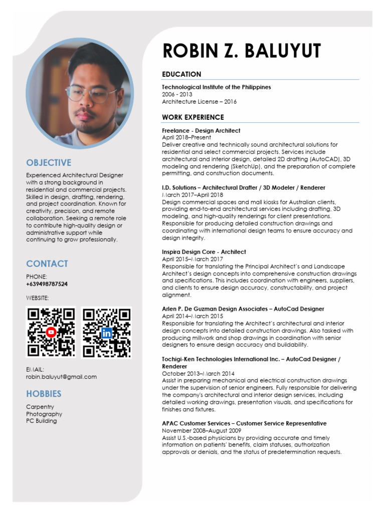 Robin Baluyut Resume 2025 | PDF | Technical Drawing | Architect