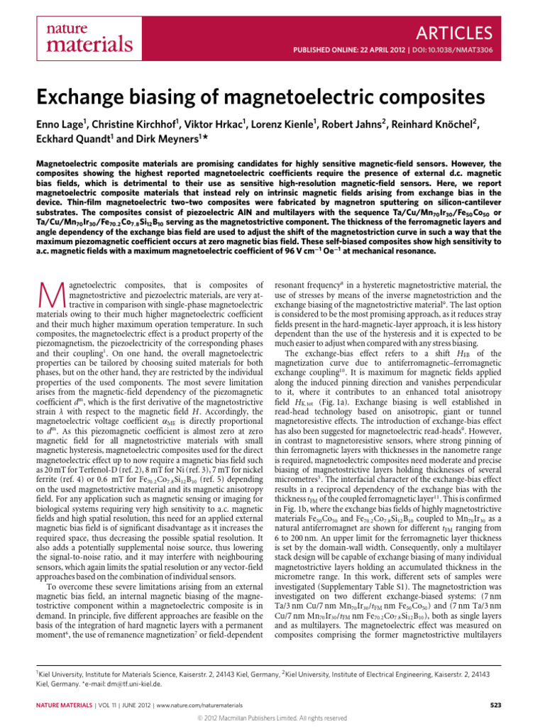 Exchange Bias in Magnetoelectric Composites | PDF | Ferromagnetism ...