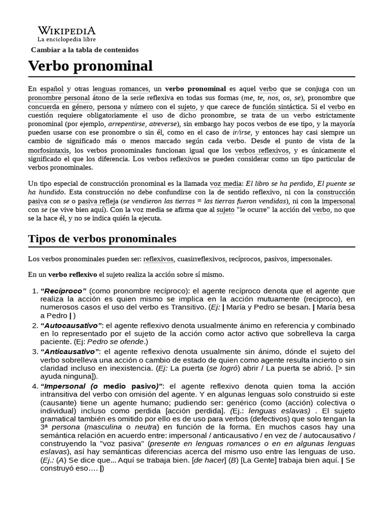 Qué son los verbos pronominales | PDF | Verbo | Pronombre