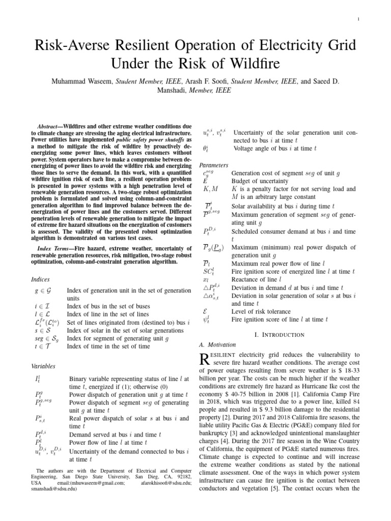 Wildfire Risk Management in Power Grids | PDF | Distributed Generation ...