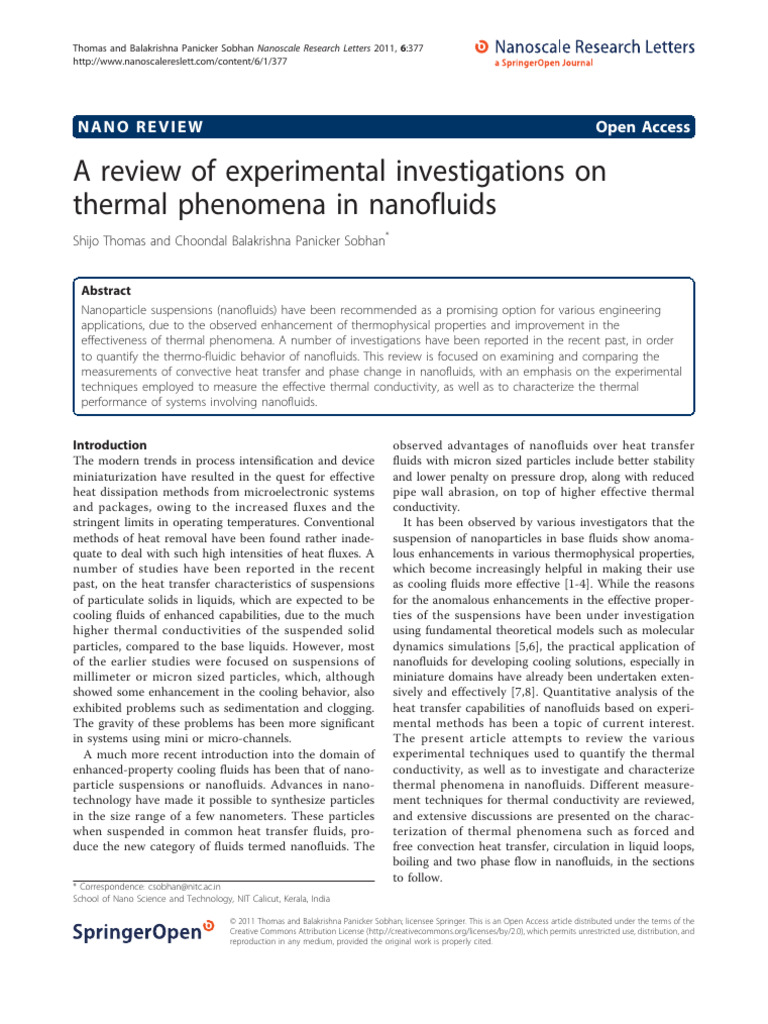 A Review On Thermal Phenomena in Nanofluid | PDF | Heat Transfer | Heat