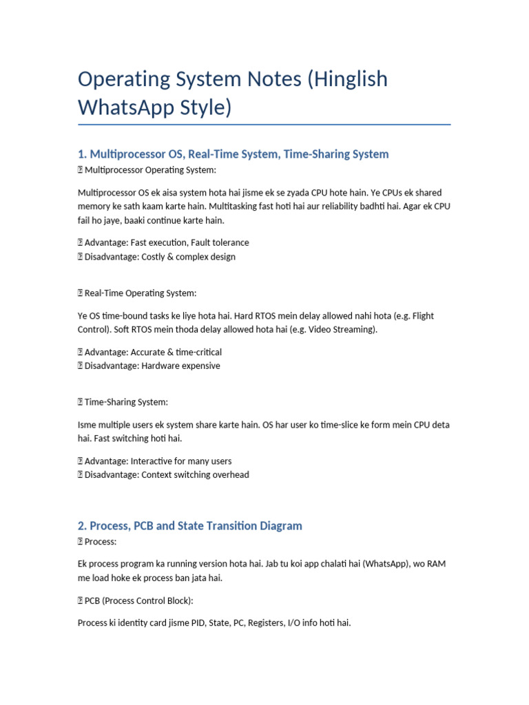 Operating System Concepts in Hinglish | PDF | File System | Operating ...