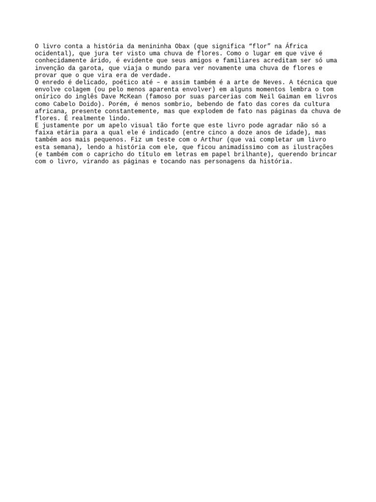 A Chuva de Flores de Obax | PDF