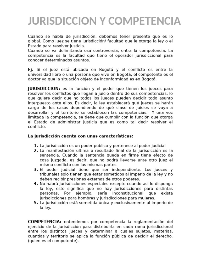 Jurisdicción y Competencia en Colombia | PDF | Jurisdicción | Juez