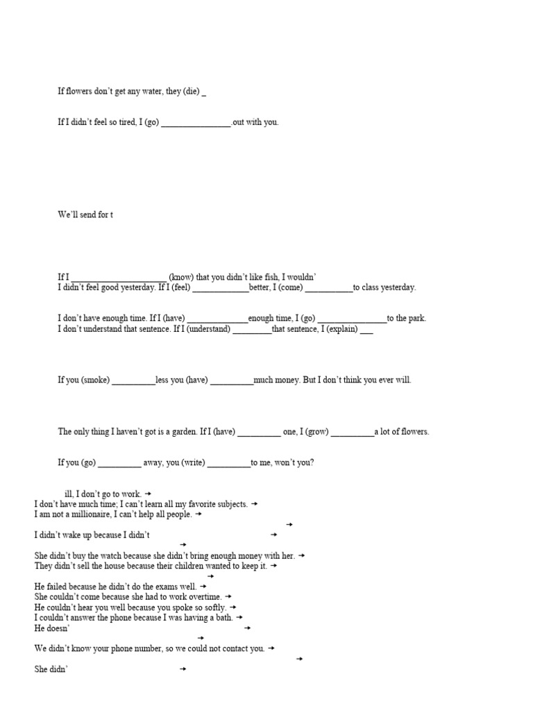 Conditional Sentences Grammar Exercises | PDF | Language Mechanics ...