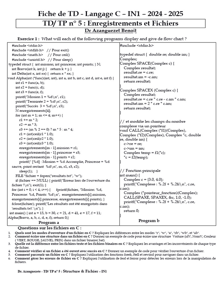 Gestion des Structures et Fichiers en C | PDF | Mémoire (informatique ...