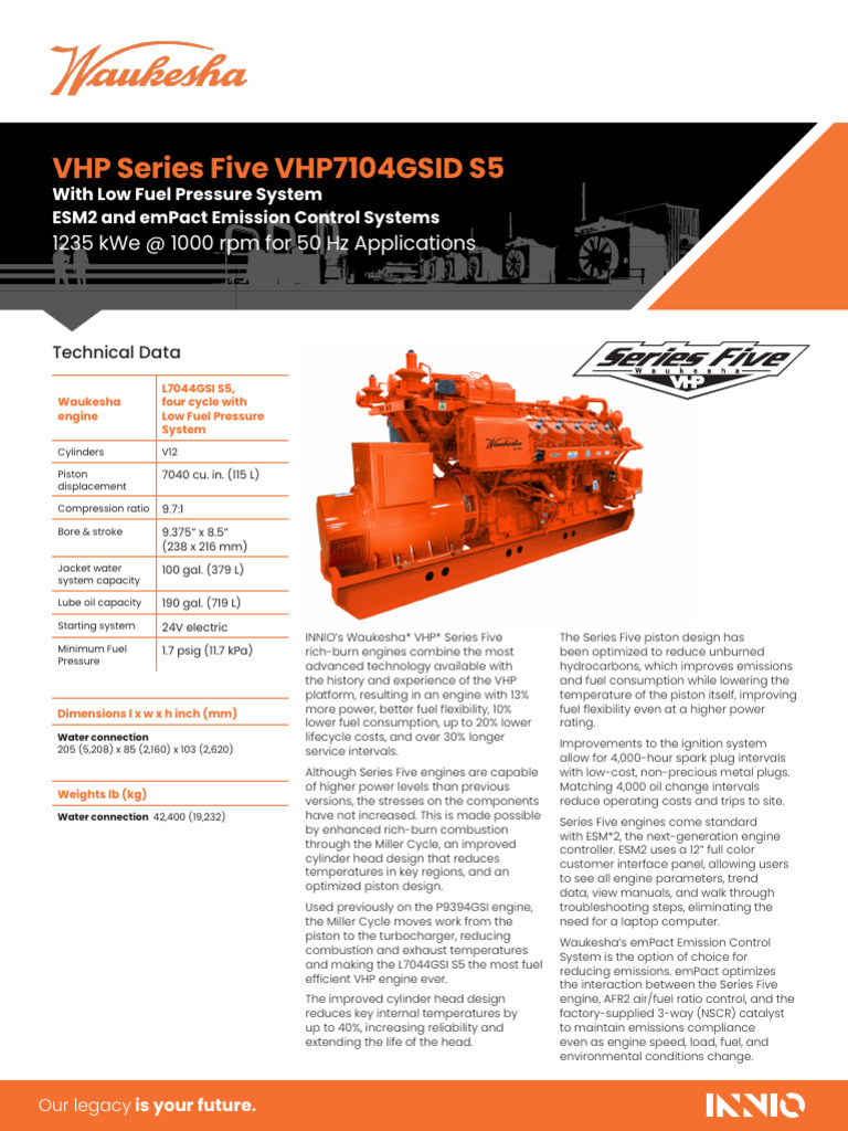 Waukesha VHP Series Five Engine Overview | PDF | Engines | Engine ...