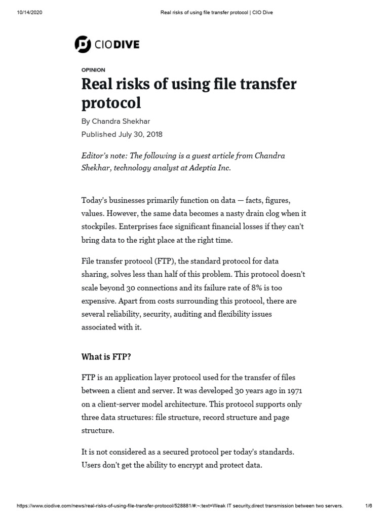 Realrisksofusingfiletransferprotocol CIODive 201014 145123 | PDF | File ...