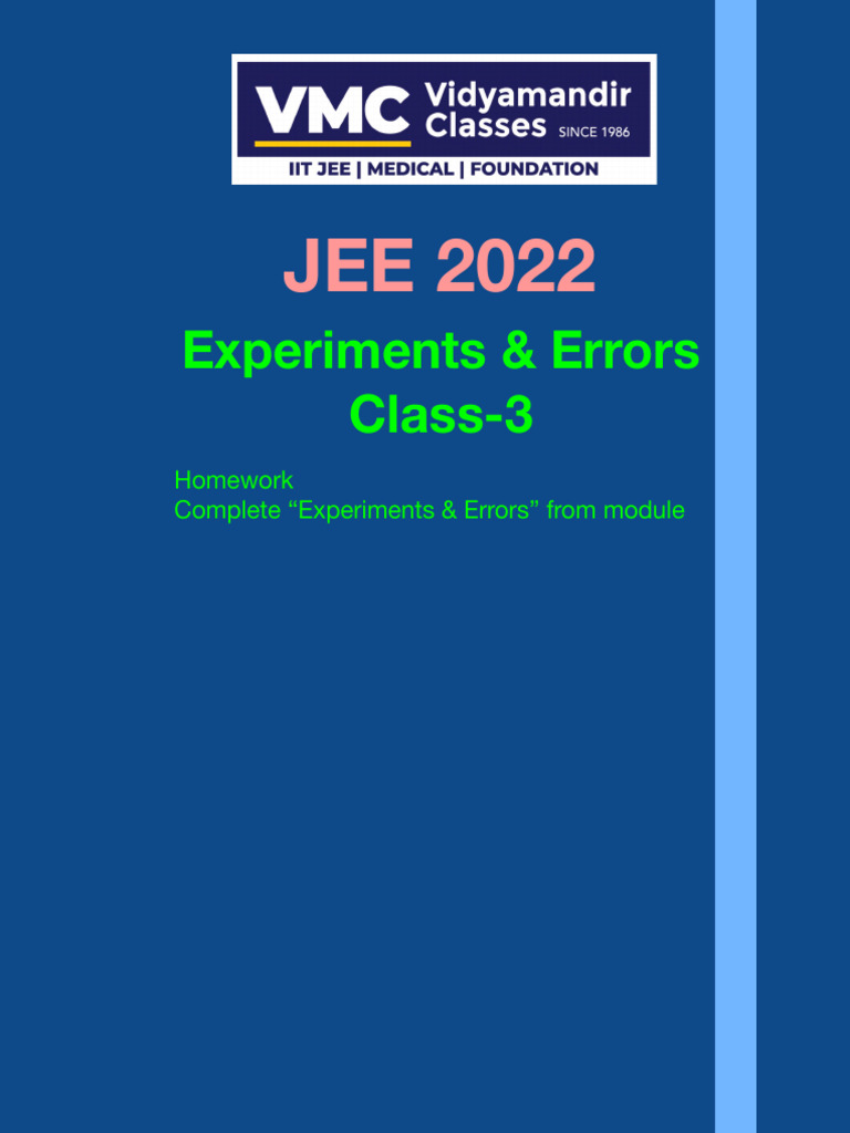 JEE 2022 Class 3 Experiments Guide | PDF | Electromagnetism | Physics