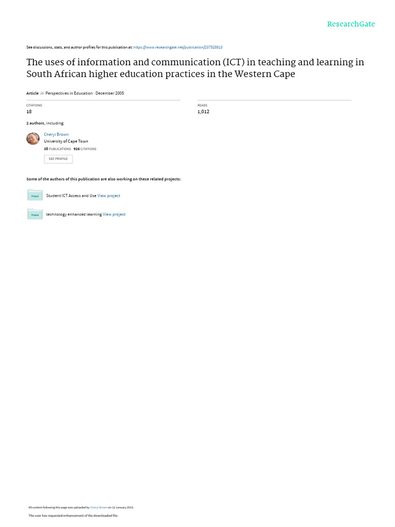 ICT in South African Higher Education | PDF | Pedagogy | Educational ...