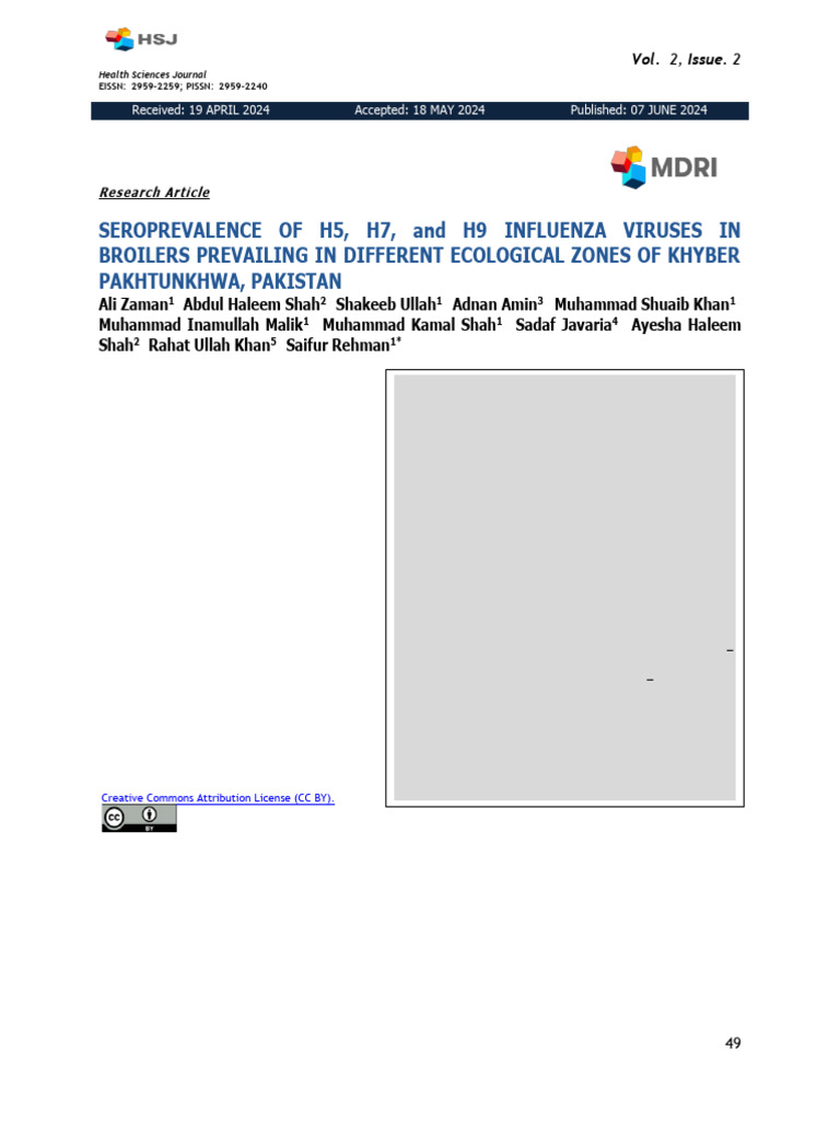 Seroprevalence of H5, H7, H9 Viruses in KPK | PDF | Influenza | Avian ...