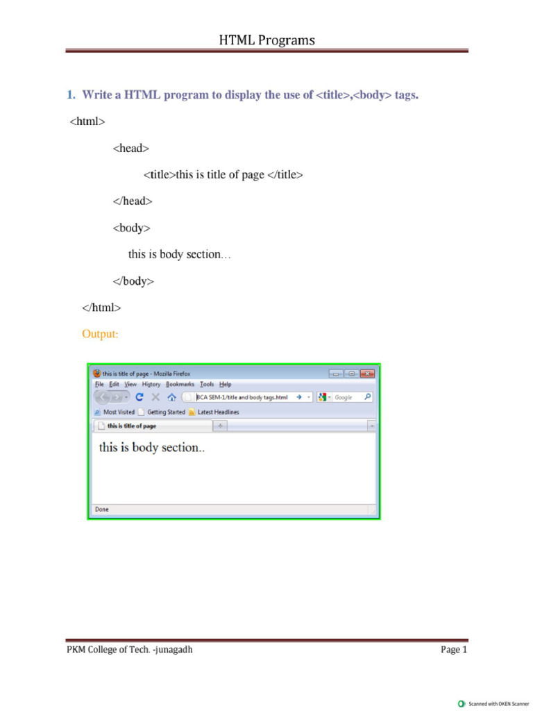 Sem 1 HTMLprograms 1 3 | PDF