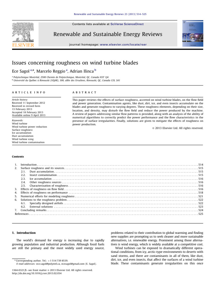 Impact of Blade Roughness on Wind Turbines | PDF | Fluid Dynamics ...