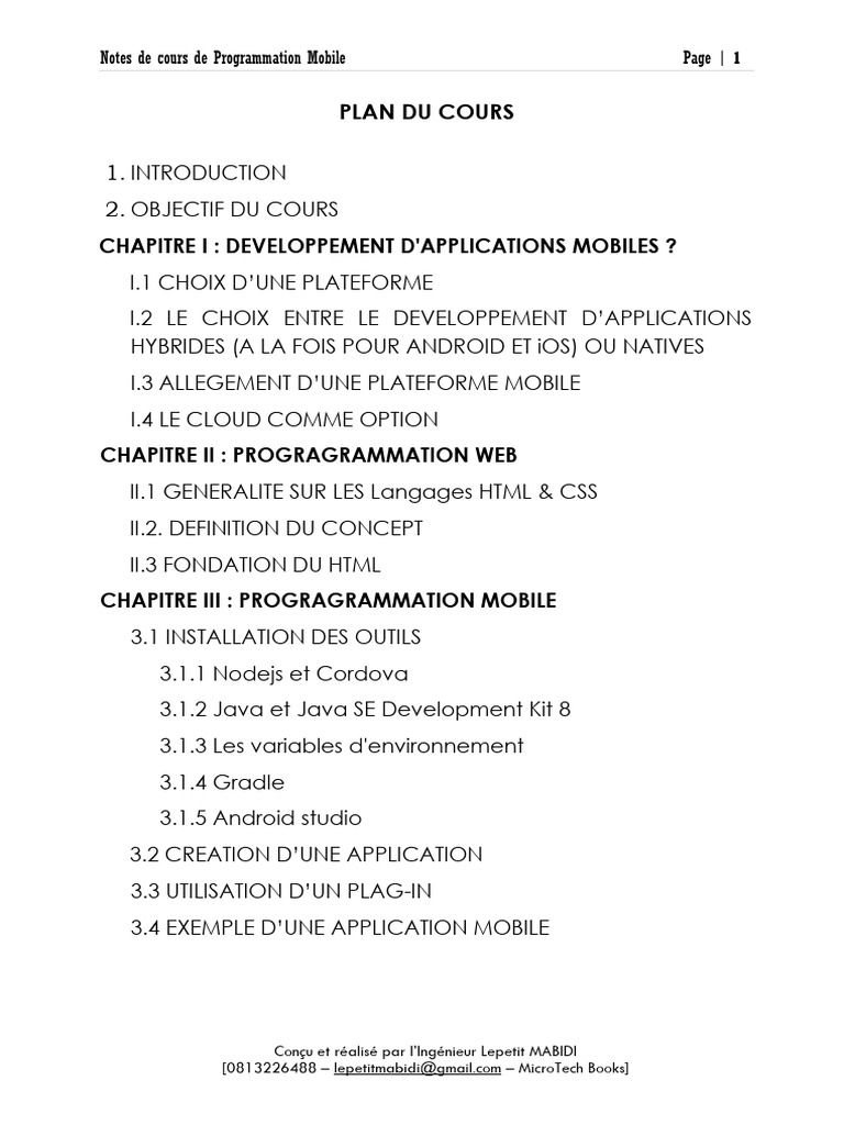 Introduction à la Programmation Mobile | PDF | Internet | Internet et Web