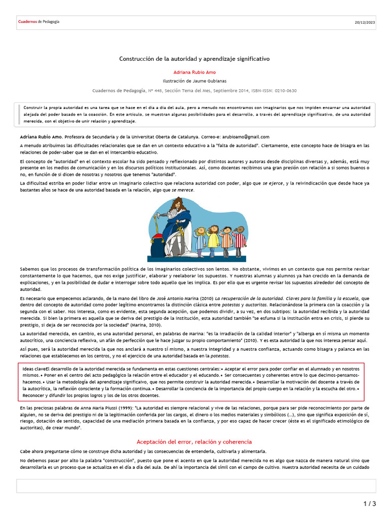 Autoridad Merecida en Educación | PDF | Aprendizaje | Maestros