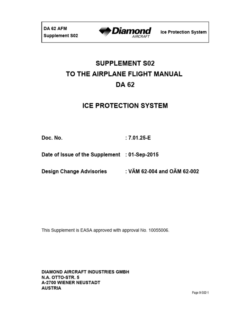 DA 62 Ice Protection System Manual | PDF | Freezing | Rain