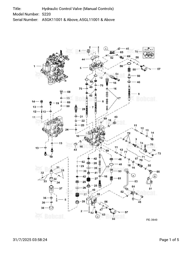 Hydraulic Control Valve S220 Parts List | PDF | Valve | Equipment