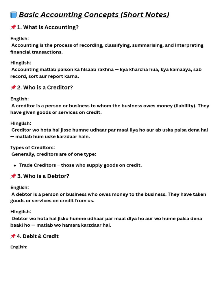 Basic Accounting Concepts Explained | PDF | Debits And Credits ...