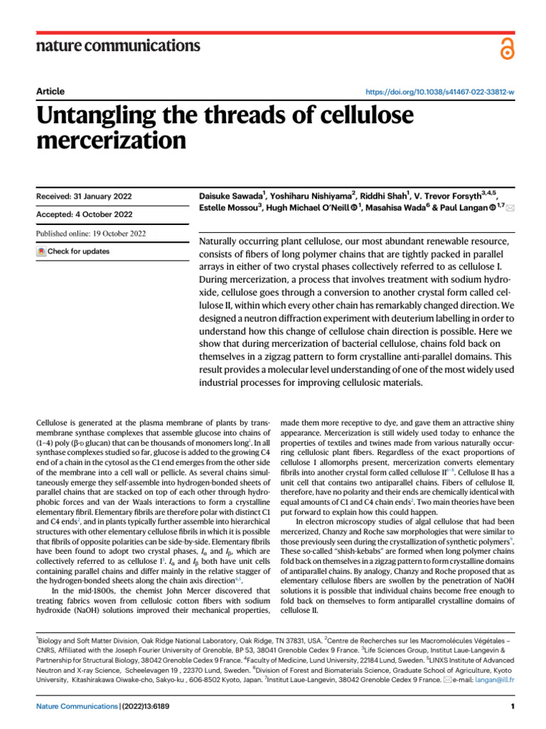 Untangling The Threads of Cellulose | PDF | Deuterium | Applied And ...