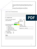 Preliminary Proposal Requirement Sheet