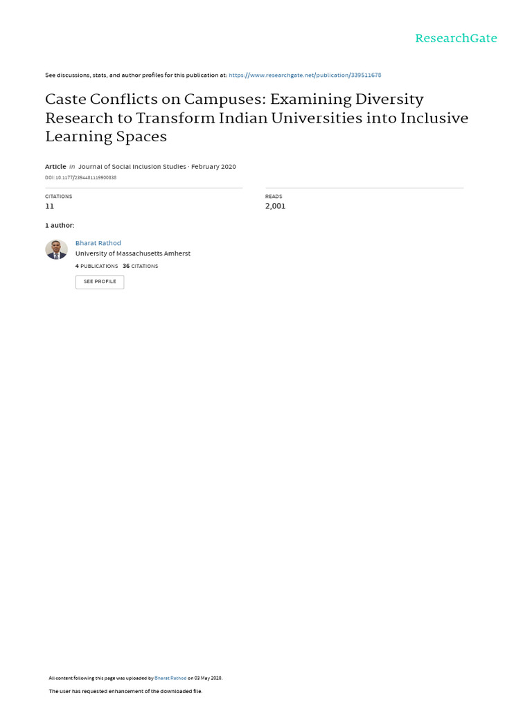 Caste Conflicts in Indian Universities | PDF | Multiculturalism | Caste