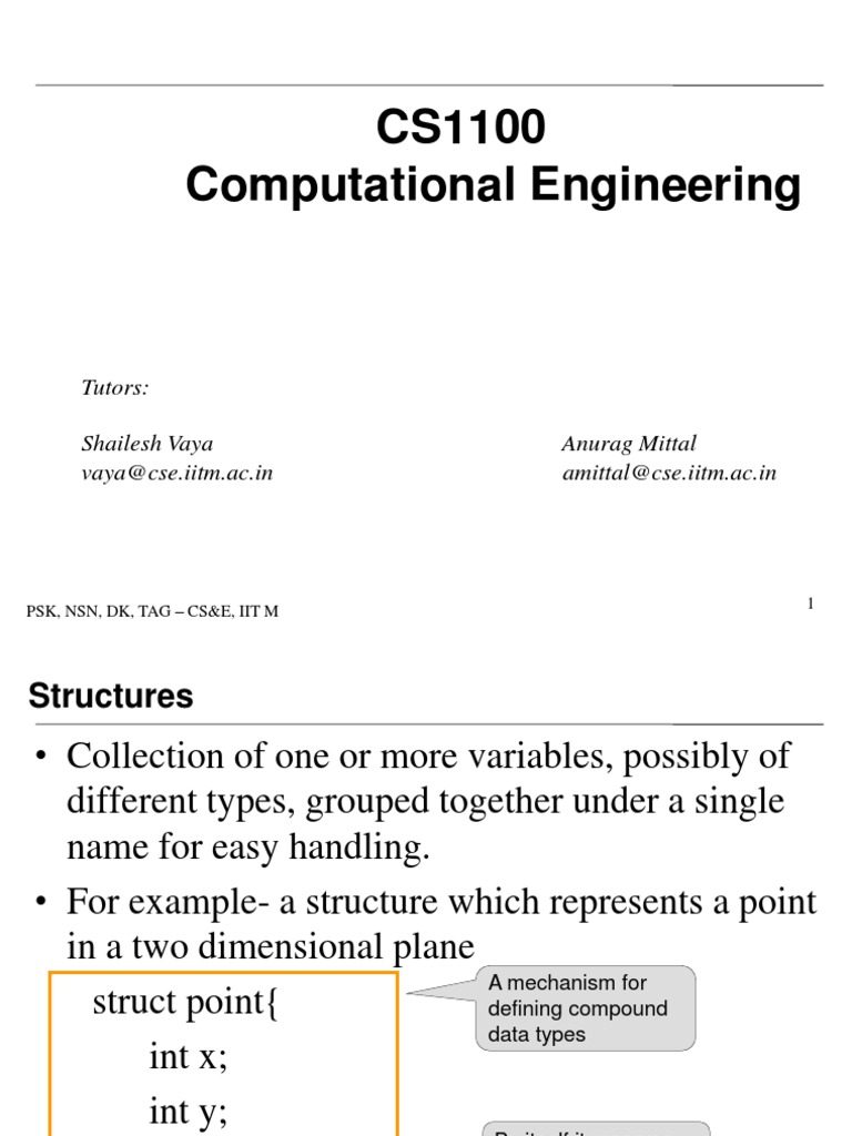 CS1100 Computational Engineering Data Type Computer Programming