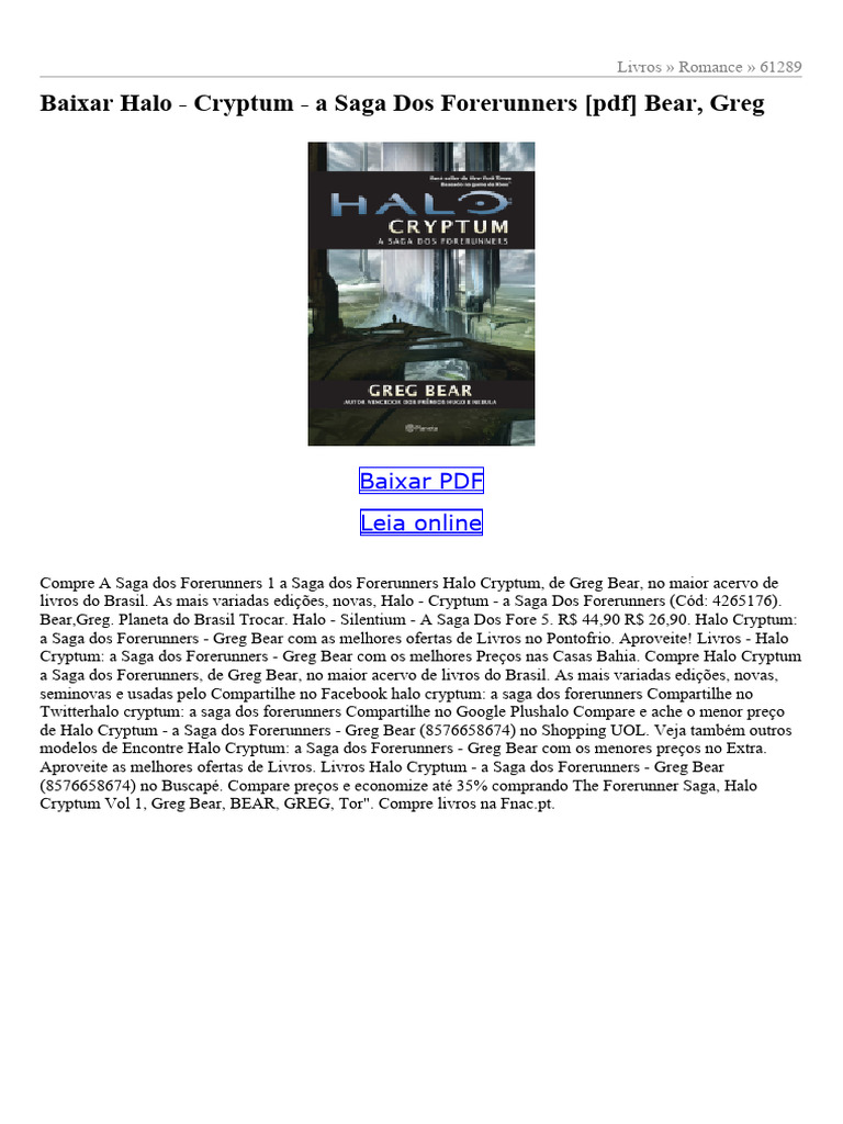 Halo Cryptum A Saga Dos Forerunners | PDF