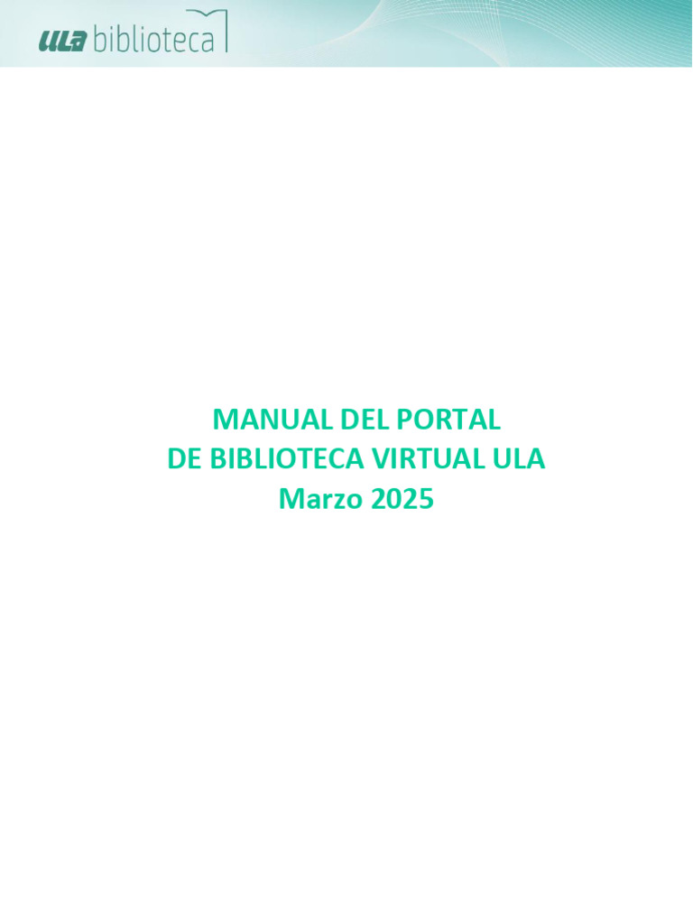 Manual de Biblioteca Virtual ULA | PDF | Libreria digital | Bibliotecas