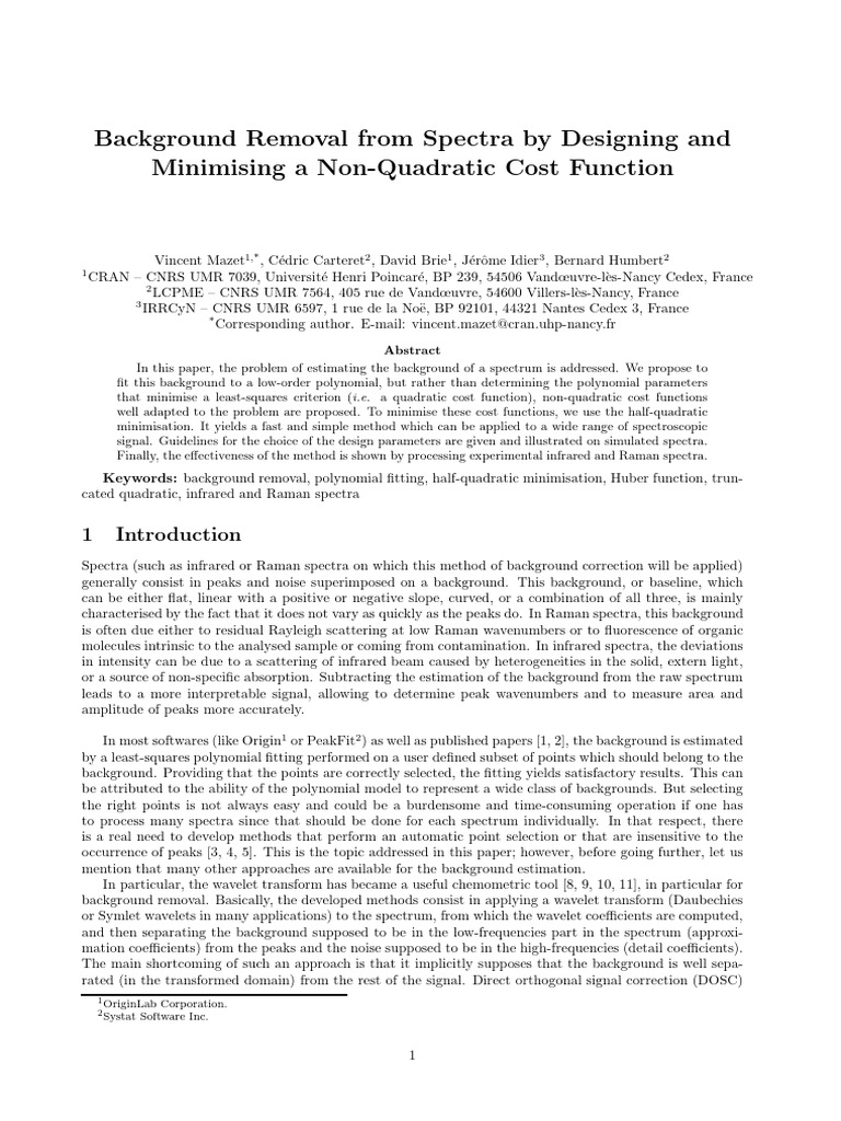 Background Removal From Spectra by Designing and | PDF | Loss Function ...