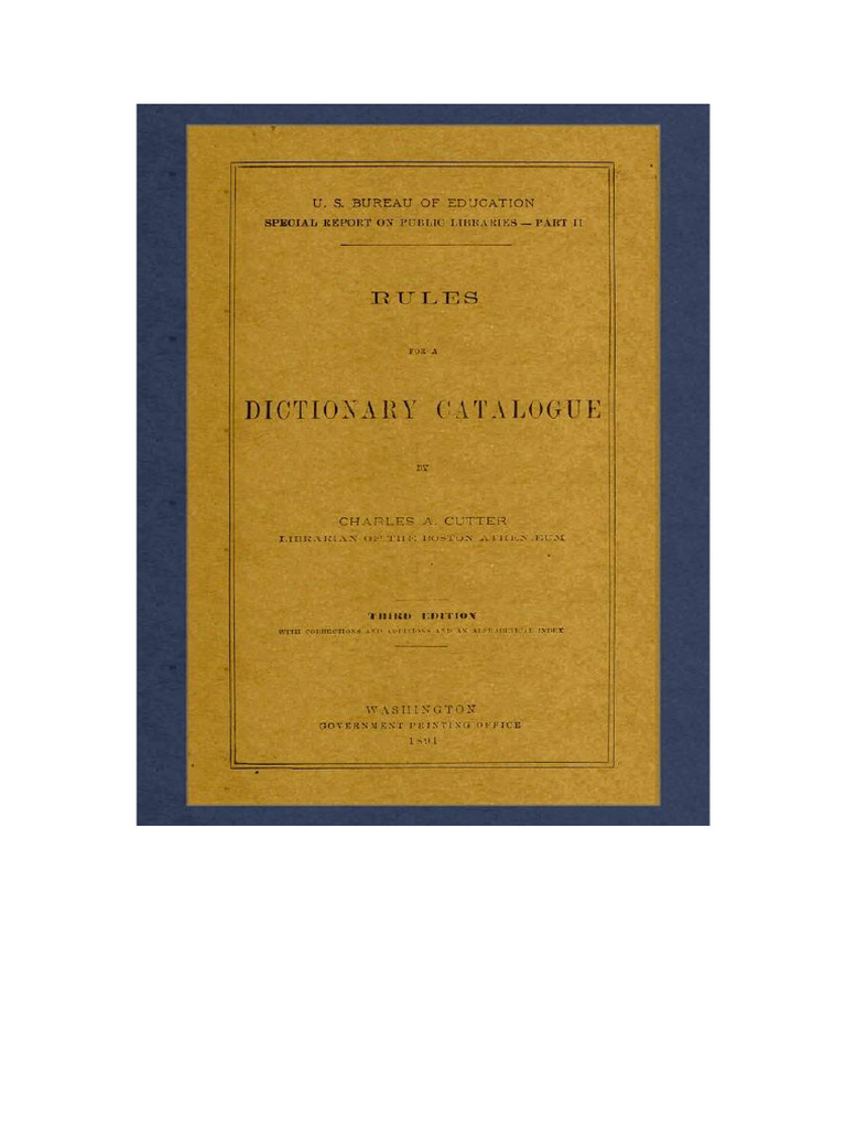 Dictionary Catalogue Rules Guide | PDF | Books | Project Gutenberg