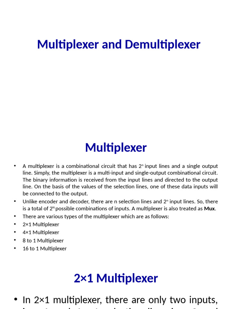 5th Lecture - Multiplexer | PDF | Multiplexing | Digital Technology