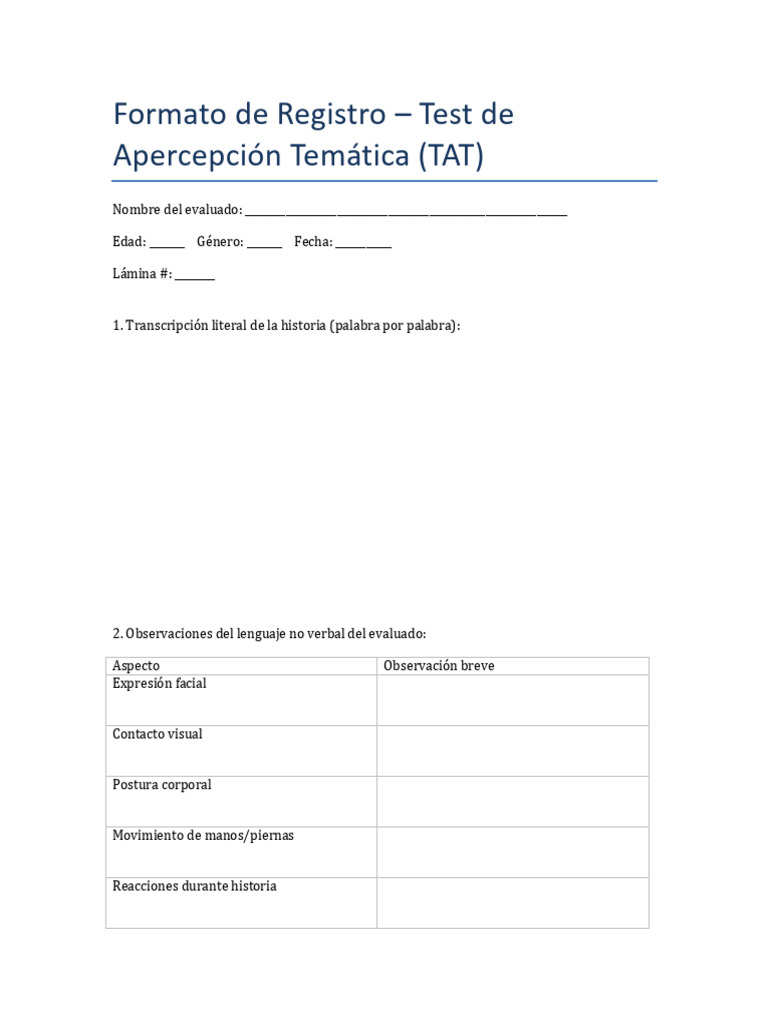 Formato de Registro para TAT | PDF