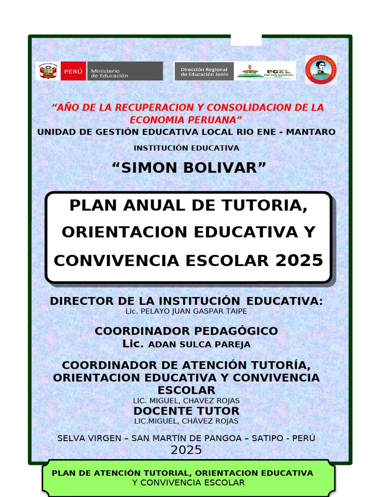 Plan Anual de Tutoría 2025 en Perú | PDF | Aprendizaje | Escuelas