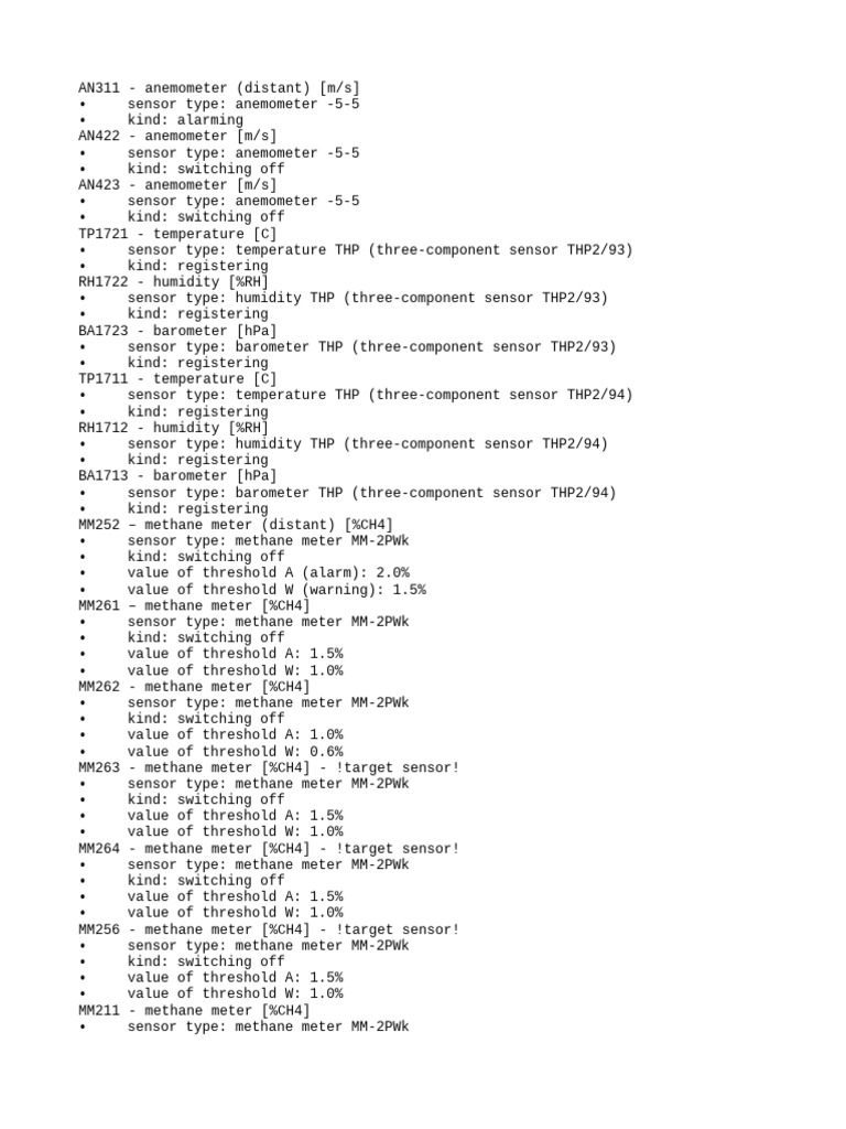 Sensor Types and Specifications Overview | PDF | Gases | Meteorology