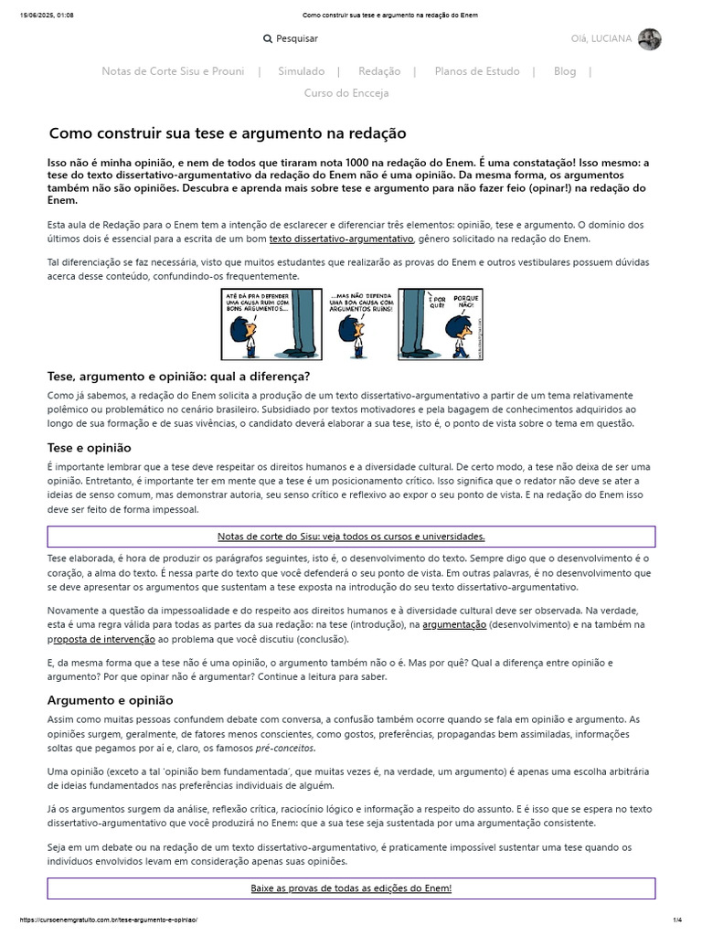Tese e Argumento na Redação do Enem | PDF | Argumento