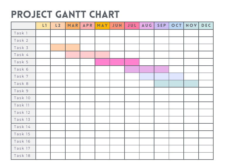 Blue and Grey Bold Simple Clean Minimalistic Gantt Chart Graph | PDF