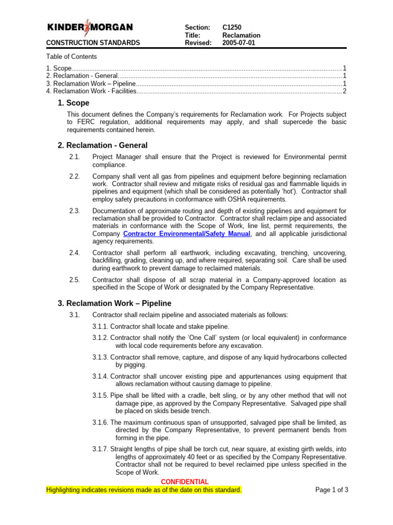 Reclamation Work Standards and Procedures | PDF | Valve | Pipe (Fluid ...