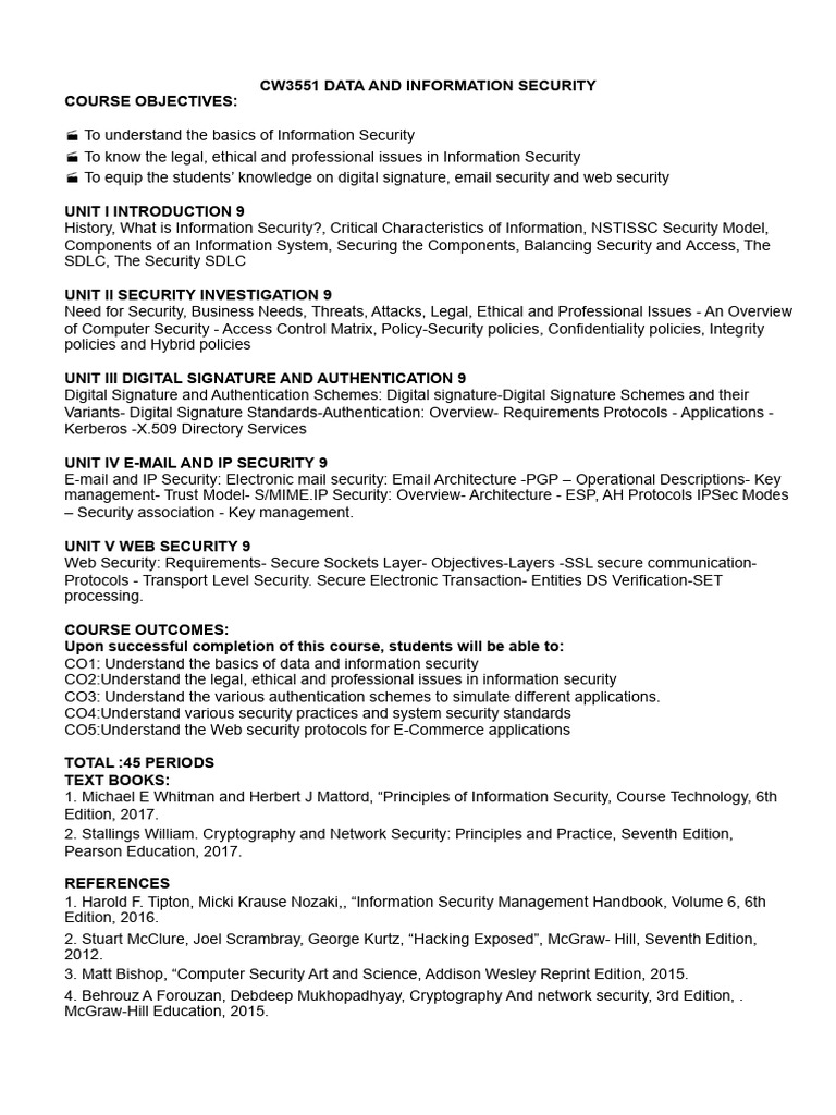 CW3551 Data Security Overview | PDF | Information Security | Computer ...