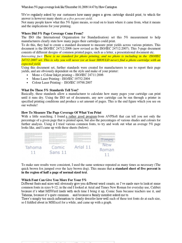 Understanding 5% Page Coverage in Printing | PDF | Printer (Computing ...