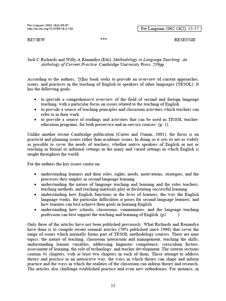 Overview of TESOL Methodologies | PDF | English As A Second Or Foreign ...