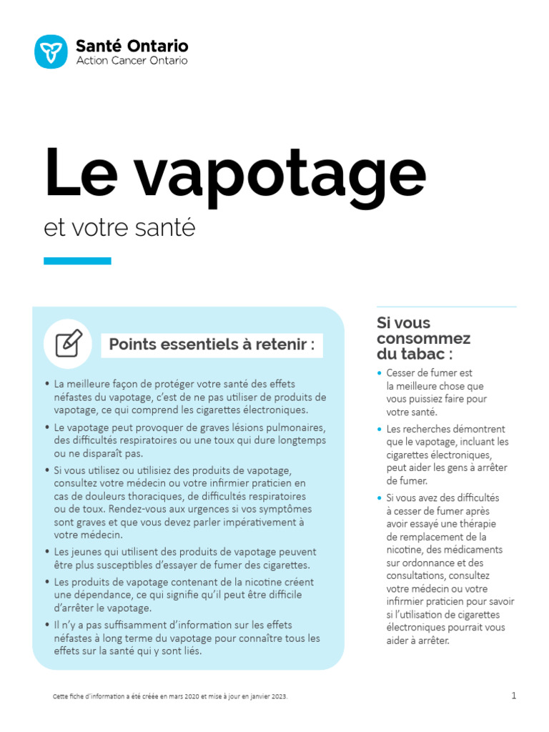 Vapoter : risques et alternatives santé | PDF | Cigarette électronique ...