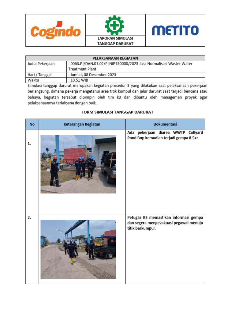 Simulasi Tanggap Darurat WWTP 2023 | PDF