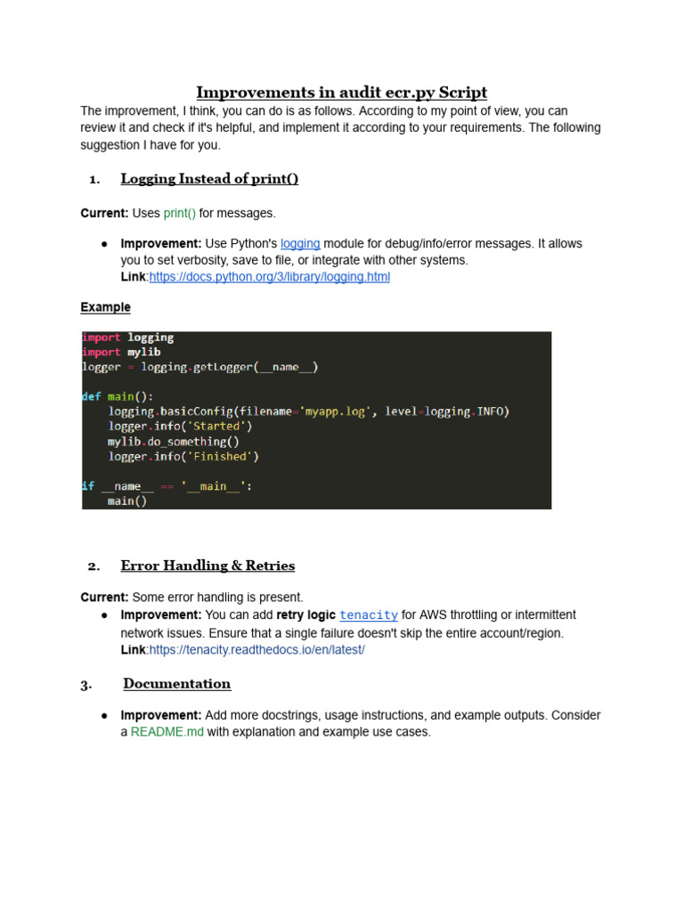 ECR Audit Script Enhancements | PDF
