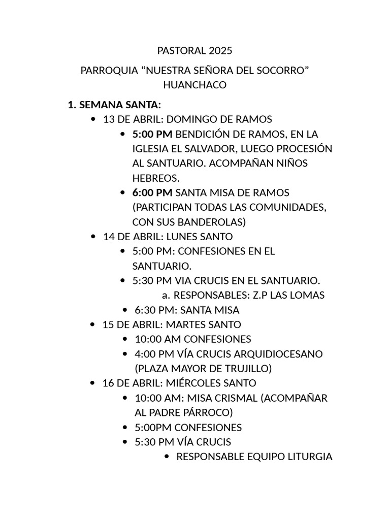 Pastoral Semana Santa 2025 | PDF | Fiestas cristianas y días santos ...