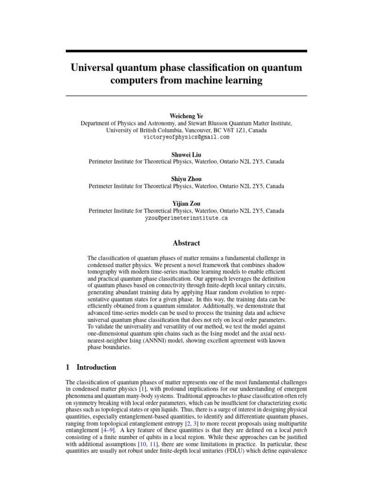 Quantum Phase Classification via ML | PDF | Machine Learning | Quantum ...