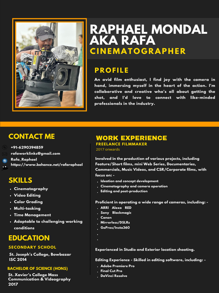 Freelance Filmmaker & Cinematographer Portfolio | PDF | Filmmaking | Video