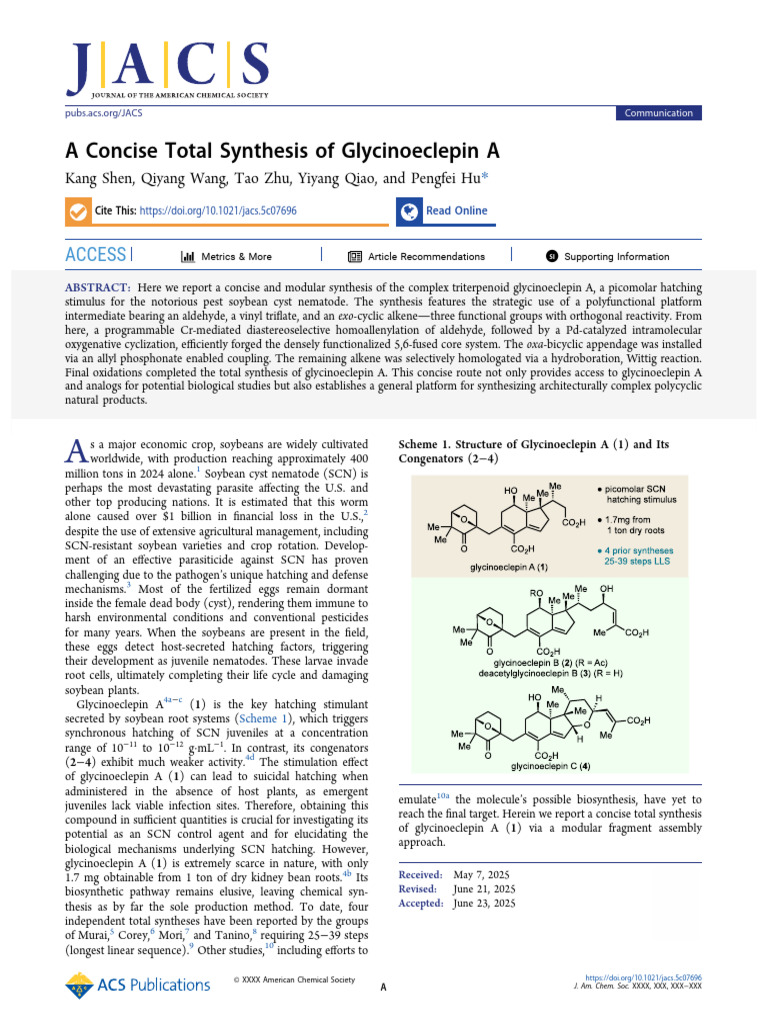 Total Synthesis of Glycinoeclepin A | PDF | Chemical Reactions | Alkene